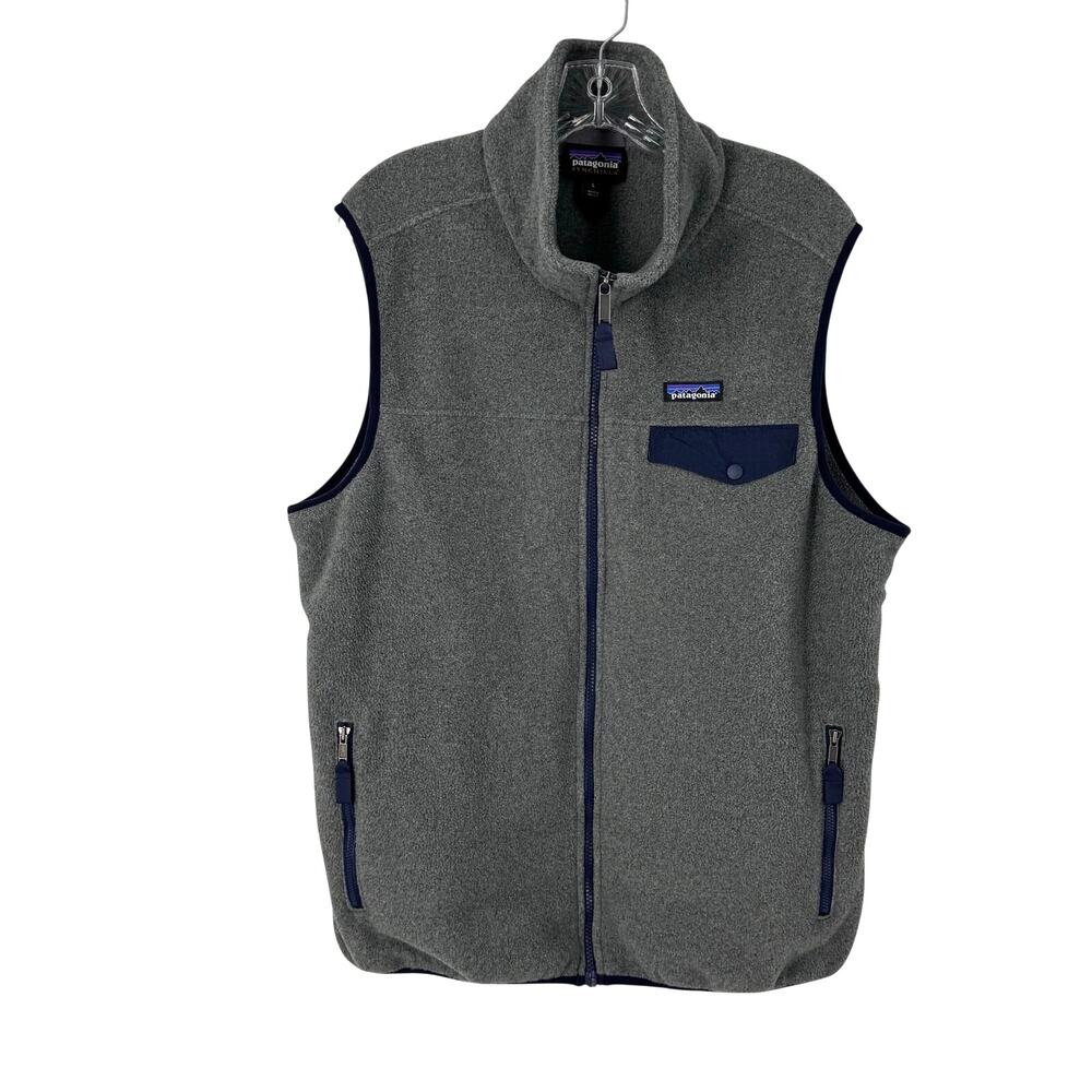 Patagonia Lightweight Synchilla Snap T Vest Men's L Gray Blue Full Zip Gorpcore